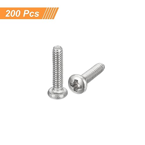 uxcell #2-56x3/8 Pan Head Machine Screws, 304 Stainless Steel 18-8 Screw, Phillips Drive, Fully Threaded, Bright Finish, Pack of 200 - size: #2-56x3/8"