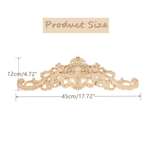 1Pc Long Wood Carved Appliques Onlays Unpainted Wooden Carving Decals - color: 1-pack, size: 17.72 x 4.72 inches