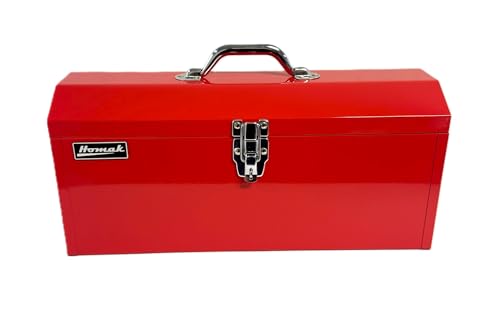 Homak Tool Box, 19" Portable Steel Tall Tool Box with Metal Latch Closure & Plastic Handle, Multi-Purpose Heavy Duty Toolbox with metal Tray, Red - size: 19-Inch x 7-Inch x 8-1/2-Inch - Tall