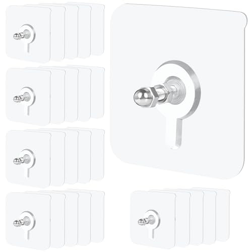 25 Pack Picture Hangers Without Nails,13 lbs Load Heavy Duty Adhesive Wall Hooks for Hanging(16mm),2 in 1 Reusable Waterproof and Oilproof Hooks for Kitchen, Bathroom, Home, Office - size: 25 Pack, style: 22 lbs(2.67*2.67in)