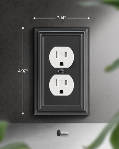 DEWENWILS Metal Duplex Wallplates, Black Finish Outlet Covers - color: Black, size: 1 Duplex 4PK