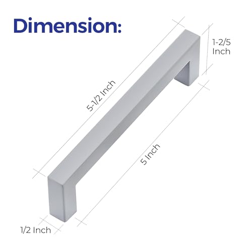 Ravinte Grey Square Cabinet Handles Drawer Pulls,5 Inch,30 Pack | Screws Included, Stainless Steel, Square Bar Grip, Easy Install, Kitchen Cabinet Hardware, For Cupboards, Drawers, Dressers - color: Gray