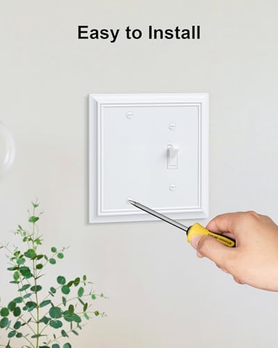 2-Pack Natural Bamboo Fiber Combo Blank/Toggle Light Switch Cover Plate - color: Pure White, size: 1 Blank/1 Toggle 2PK
