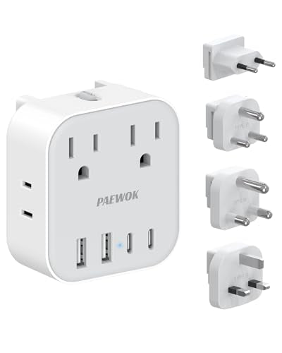European Travel Plug Adapter Set, 8-in-1 Travel Adapter with 4 Outlets - style: World Adapter+Type C/G/D/M