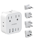 European Travel Plug Adapter Set, 8-in-1 Travel Adapter with 4 Outlets - style: World Adapter+Type C/G/D/M