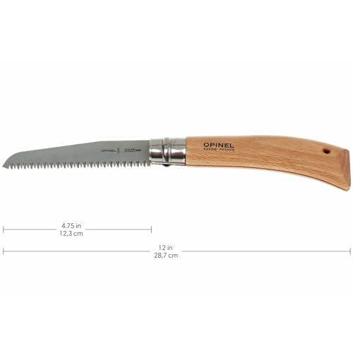 Opinel Folding Saw - Gardening and Camping Folding Carbon Steel Saw with Beechwood Handle - style: No.12