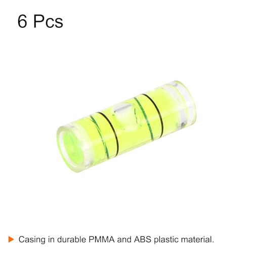 HARFINGTON 6pcs Small Cylindrical Bubble Level Vials 6.5x18mm PMMA Mini Horizontal Bubble Spirit Level Measuring Layout Tools for RV TV Picture Frame Hanging Tool Leveler - size: 6.5x18mm