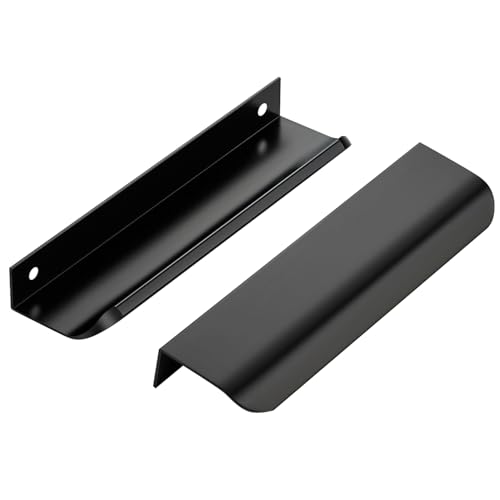 Matte Black Cabinet Handles Finger Edge Pulls 5.9 Inch CC 10 Pack - color: Matte Black, size: 150mm/5.9" Overall Length