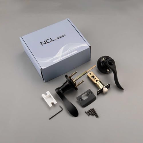NCL 2 Pack Black Door Handle Interior, Wave Door Lever Door Knob with Lock, Privacy Door Handle for Bath & Bedroom - size: 2-Privacy
