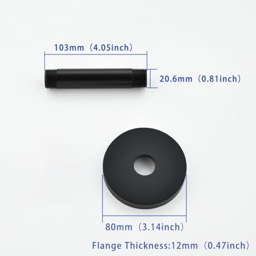 Wall Mounted Stainless Steel Shower Arm Shower Head Extension Pipe Bathroom Accessories 4 Inch Matte Black,SW-RD91038-4MB. - color: Circular Flange-4" Matte Black