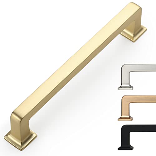 9BUILD 10 Pack 5 Inch Brushed Brass Cabinet Pulls,Kitchen Hardware - color: Brushed Brass, size: 5"/128MM Hole Center