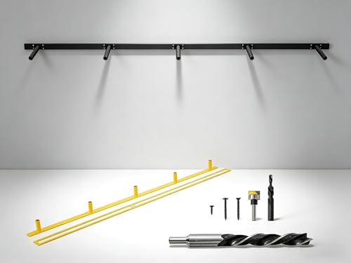 69'' Heavy-Duty Floating Shelf Bracket, Hidden Shelf Bracket for Fireplace and Shelves, if Installed on Studs, max-Load of 210 pounds, Hidden Bracket 69 inches, (with Premium Build kit) - size: 69 Inch - With Drilling Kit + Router Kit