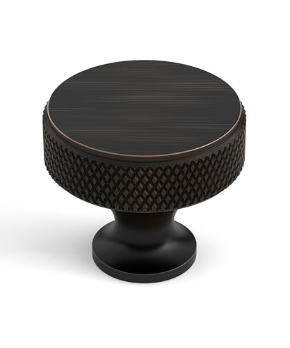 Oil Rubbed Bronze Knurled Cabinet Knobs Round Drawer Pulls 10 Pack - color: Oil Rubbed Bronze
