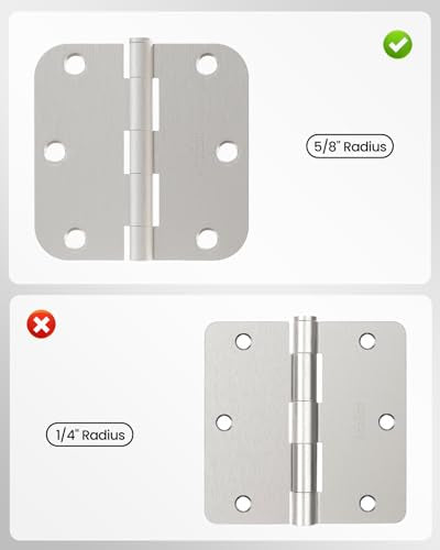 Door Hinges Brushed Nickel 36 Pack 3.5 Inch Rounded 5/8" Radius - color: Brushed Nickel, size: 36 Pack