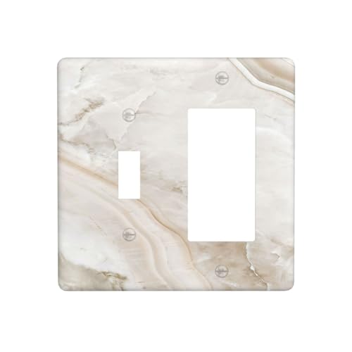 Luxurious Beige Brown Cloudy Marble Texture Outlet Covers 1 Toggle 1 Rocker Combination Decorative Wall Plate Electrical Switch Plates Light Switch Cover Plate for Kitchen Bathroom Home Decor - color: Luxurious Beige Brown Cloudy Marble Texture, size: 1 T