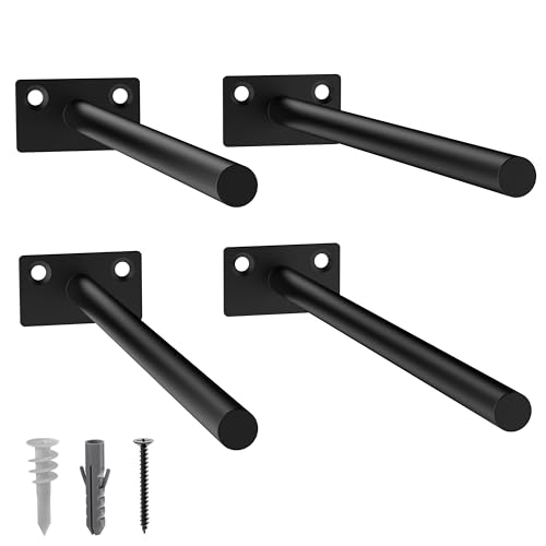 4-Pack 10 inch Floating Shelf Brackets, Hidden Shelf Bracket for Wood - color: Black-4Pack, size: 10 Inch