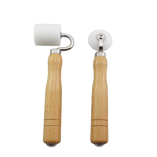 2PCS Wallpaper Smoothing Roller Wallpaper Home Decoration DIY Tools Shaded Corner Round Seam Roller Flat Roller Wooden Handle Handmade Special Repair For Flat and Corner Wallpaper Installation