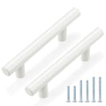 Probrico 5 Pack| White Kitchen Cabinet Pulls 3 Inch Euro Style T Bar Handles Cupboard Stainless Steel Modern Cabinet Hardware - color: White, size: hole center 3"