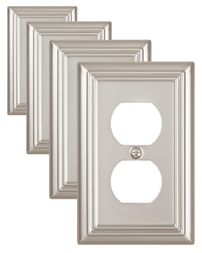 Switch Plates Outlet Covers, 4-Pack Metal Wall Plates, Satin Nickel - color: Satin Nickel, size: 1 Duplex 4PK