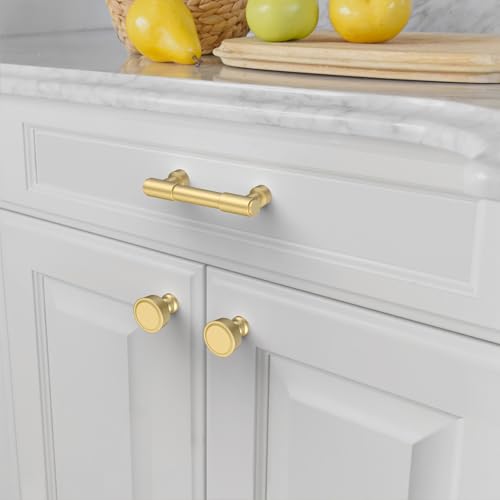 Amerdeco 10 Pack Brushed Gold Cabinet Pulls 3 Inch(76mm) Hole Center Drawer Pulls Cabinet Hardware Kitchen Cabinet Handles for Bathroom ZH0075 - color: Brushed Gold, size: 3"/76MM Hole Center