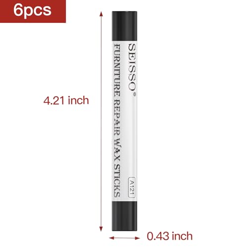SEISSO Furniture Repair Crayon, 6 PCS Wood Filler Sticks, Scratch Repair Wax, Furniture Marking Repair for Scratch, Cracks, Hole, Table, Cabinets, Laminate Wood Floor, Guitar, Instrument, Black - color: Black 6pcs