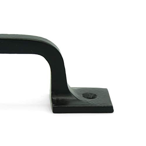 CRAFTSMAN ROAD Black Cast Iron Pull Handles 9 inch (Squared Base, Set of 2) - Cabinet Door Handles, Gate Handle Pull, Barn Door Hardware, Grab Handles - size: 9 Inch