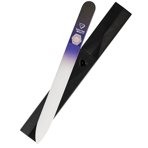 Bona Fide Beauty Czech Glass Nail File (Black Cobalt), Includes Black Case | Crystal Nail File for Natural Nails made in the Czech Republic, etched glass file with case, fine grit - color: Black Cobalt