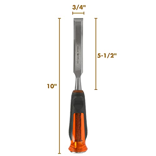 Buck Bros. 74815 3/4-Inch Wood Chisel, Full Tang Wood Carving Tools, Woodworking Tools for Carpentry, Trim Work, and DIY Projects, Hardened Steel Blade, Beveled Edge, Durable Non-Slip Handle - size: 3/4-Inch