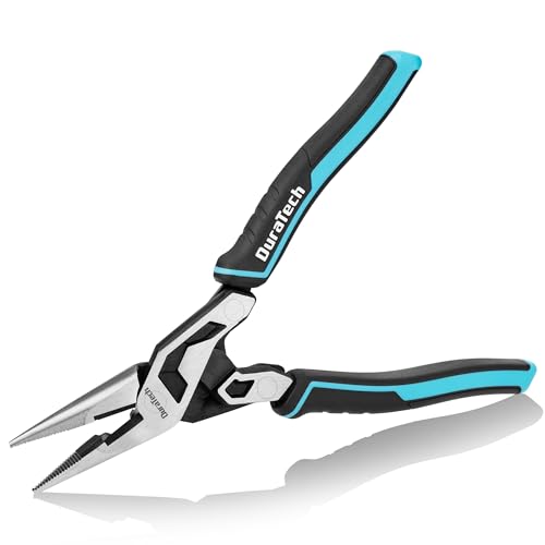 DURATECH 8.5" Compound Needle Nose Pliers with Threaded Hole, Wire Cutter