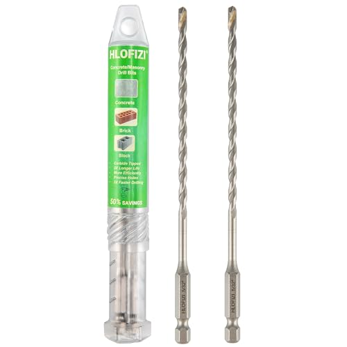 5/32" x 6" Masonry Drill Bits 5/32 inch Concrete Hammer Drill Bits Carbide Tipped, for Cement, Brick, Stone, 2 Pack, Hex Shank - size: 5/32" - 2 Pack