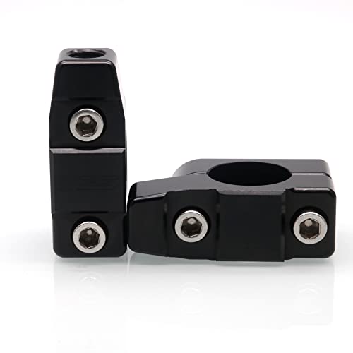 MZS Motorcycle Handlebar Mirror Mount Clamp, Aluminum 7/8 Handlebar Clamps 10MM Thread Holder Black for Motorbike Street Bike ATV Snowmobile Scooter Moped