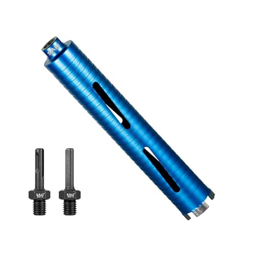 SALI Diamond Core Drill Bits 1 5/8" Diameter 10"/254mm Drilling Depth 5/8-11" Thread Core Bit Turbo Laser-Welded Segments for Cured Concrete with, Brick, Block, Masonry, with Two Adapters - size: 1 5/8 inch
