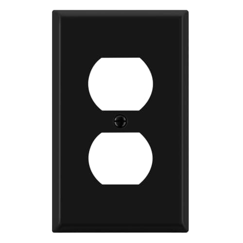 ENERLITES Duplex Receptacle Outlet Metal Wall Plate, 1-Gang, Black Matte - color: Black Matte, size: Standard Size