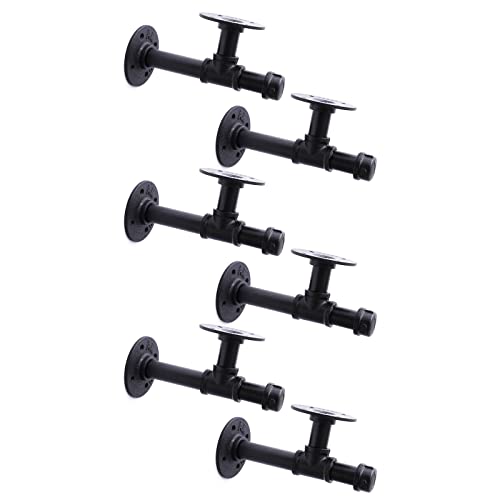 3/4" Industrial Pipe Shelf Brackets, Black Iron Wall Mounted DIY Shelving Brackets Hanging Custom Pipe Brackets for Floating Shelves (6, 8 Inch) - size: 8 Inch