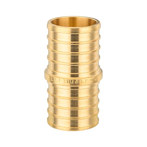 (Pack of 8) EFIELD Pex 1-Inch x 1-Inch Straight Couplings Brass Crimp Fittings, ASTM F1807,(PEX1807010-8PCS) - size: Pack of 8, style: 1" x 1"