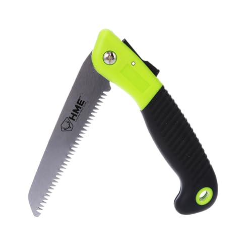 HME Mini Folding Hand Pocket Saw with 5" Carbon Steel Blade for Hunting, Camping, Backpacking, Pruning