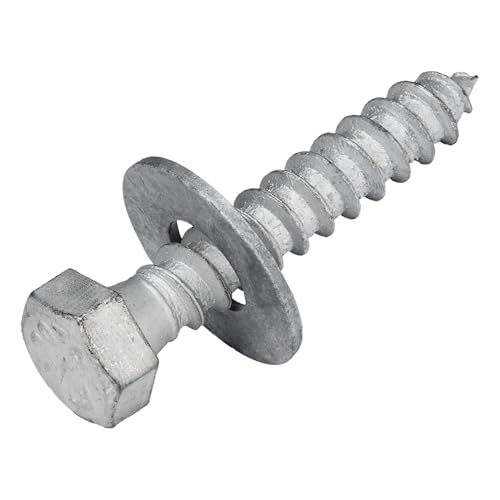 1/4 x 2 (100 Pack) Lag Screw Kit, 100 Screws and 100 washers, Hot Dip Galvanized, Meets ASME B18.2.1 Industrial/Commercial Grade by Makers Bolt - size: 1/4 x 2