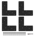 4 Pcs 13.2"x 5"L Shape Flat Bracket, Mending Plate with Black Powder-Coated Right Angle Brackets, Corner Bracket, L Shape Plate Fit 6x6,8x8 for Repair House,Furniture,Pavilion,Truss framing - style: L Shape(13.2"x13.2"x5")