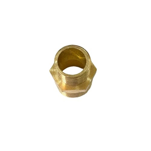 3/8" x 1/4" Male Threaded Hex Nipple Reducer Brass NPT Pipe Fitting Adapter Straight Connectors Pack of 5 - size: 3/8" x 1/4" -5 Pack