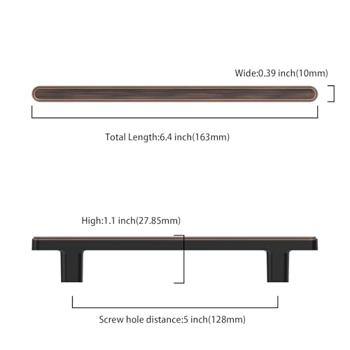 Asidrama 10 Pack 5 Inch(128mm) Oil Rubbed Bronze Kitchen Cabinet Handles, Cabinet Pulls Kitchen Cabinet Hardware for Cupboard Drawer Pulls - color: Oil Rubbed Bronze, size: 5" Hole Center, style: 10 Pack