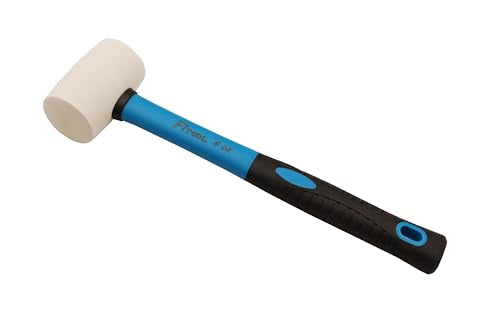 8-Ounces White Solid Rubber Mallet, Fiberglass Handle with Soft Rubber Grip, Total Weight 0.88LB, Non Marking Hammer (8oz) - size: 8oz