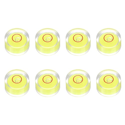 HARFINGTON 8pcs Circular Bubble Spirit Level 15x8mm Mini Round Bubble Spirit Level Little Measuring Layout Tools for TV Industrial Carpentry Picture Frame, Yellow/Red - color: Yellow/Red, size: 15x8mm
