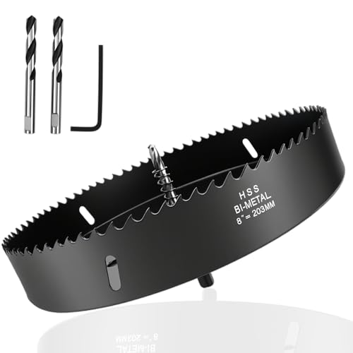 Hole Saw 8-inch Metal Hole Saw Kit Set Bi-Metal Hole Cutter Drill Bit - color: black, size: 8" (203mm)
