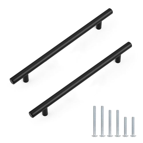 Probrico 30 Pack Stainless Steel Kitchen Cabinet Handles 8.8inch(224mm) Hole Centers,Matte Black Dresser Drawer Pulls,Euro Style Pull Handle 11.3inch Length - size: Center to Center: 8-4/5 inch