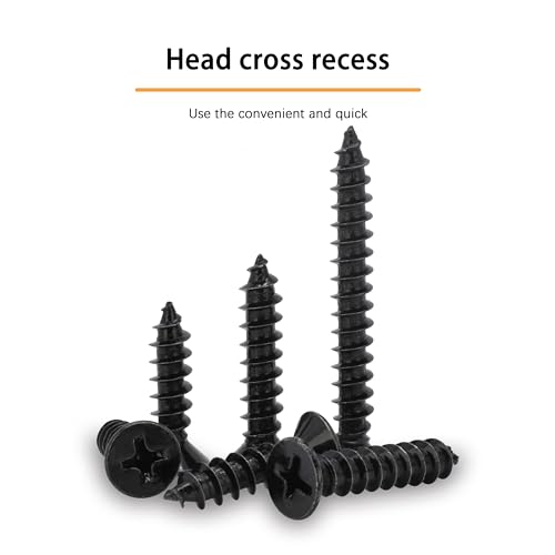 #10 X 3/4" Black Screw,Flat Head Phillips Wood Screw, Electroplating Black Carbon Steel, #10 X 3/4-Inch,100Pcs - color: Black Zinc Plated Screws, size: #10 x 3/4"