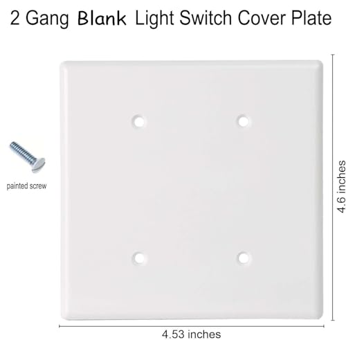 ZEFTV Blank Wall Plates 2-Gang blank Switch Outlet Electrical Cover Plate Unbreakable Thermoplastic Faceplate for Light Receptacle Outlet Switch, White (4 Pack) - color: Double Blank, size: 4 Pack
