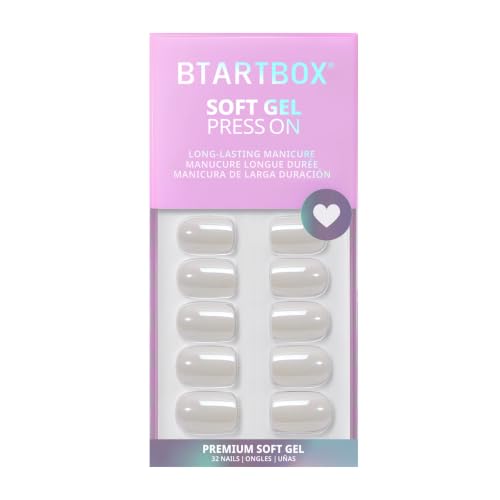 BTArtbox Press On Nails, Vanilla Glazed, Short Square, White Chrome, 32Ct - color: A-Vanilla Glazed