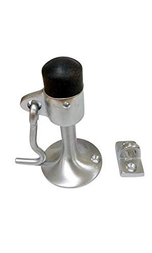 QCAA Solid Brass Door Stop, 4" Height, Satin Chrome, 1 Pack - color: Satin Chrome (4"), size: 1 Pack