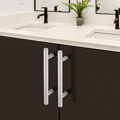 Probrico 5 Pack Stainless Steel Kitchen Cabinet Drawer Closet Handles Bedroom Dresser Pulls 5"/128mm Hole Centers - color: Brushed Nickel, size: hole center 5"