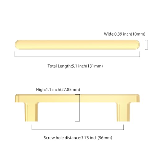 Asidrama 10 Pack 3.75 Inch(96mm) Brushed Gold Kitchen Cabinet Handles, Cabinet Pulls Kitchen Cabinet Hardware for Cupboard Drawer Pulls - color: Brushed Gold, size: 3.75" Hole Center, style: 10 Pack
